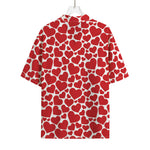 Red And White Heart Pattern Print Rayon Hawaiian Shirt