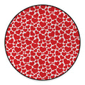 Red And White Heart Pattern Print Round Floor Mat