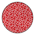 Red And White Heart Pattern Print Round Floor Mat