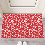 Red And White Heart Pattern Print Rubber Doormat