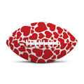 Red And White Heart Pattern Print Rugby Ball