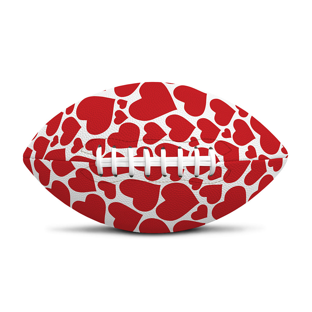 Red And White Heart Pattern Print Rugby Ball