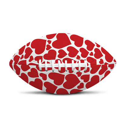 Red And White Heart Pattern Print Rugby Ball