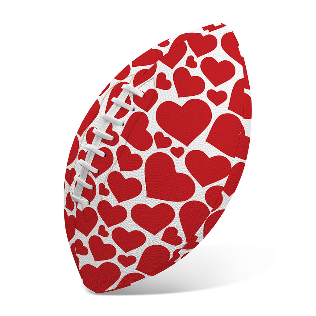Red And White Heart Pattern Print Rugby Ball