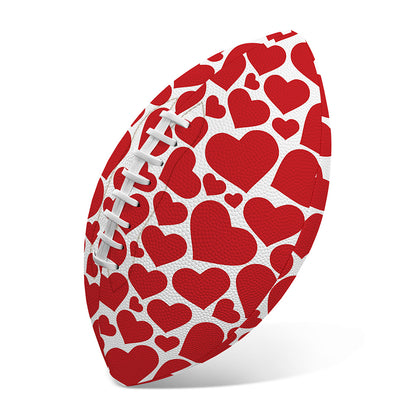 Red And White Heart Pattern Print Rugby Ball