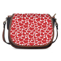 Red And White Heart Pattern Print Saddle Bag