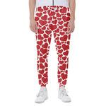 Red And White Heart Pattern Print Scuba Joggers