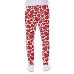 Red And White Heart Pattern Print Scuba Joggers