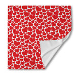 Red And White Heart Pattern Print Silk Bandana