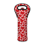Red And White Heart Pattern Print Single Neoprene Wine Tote