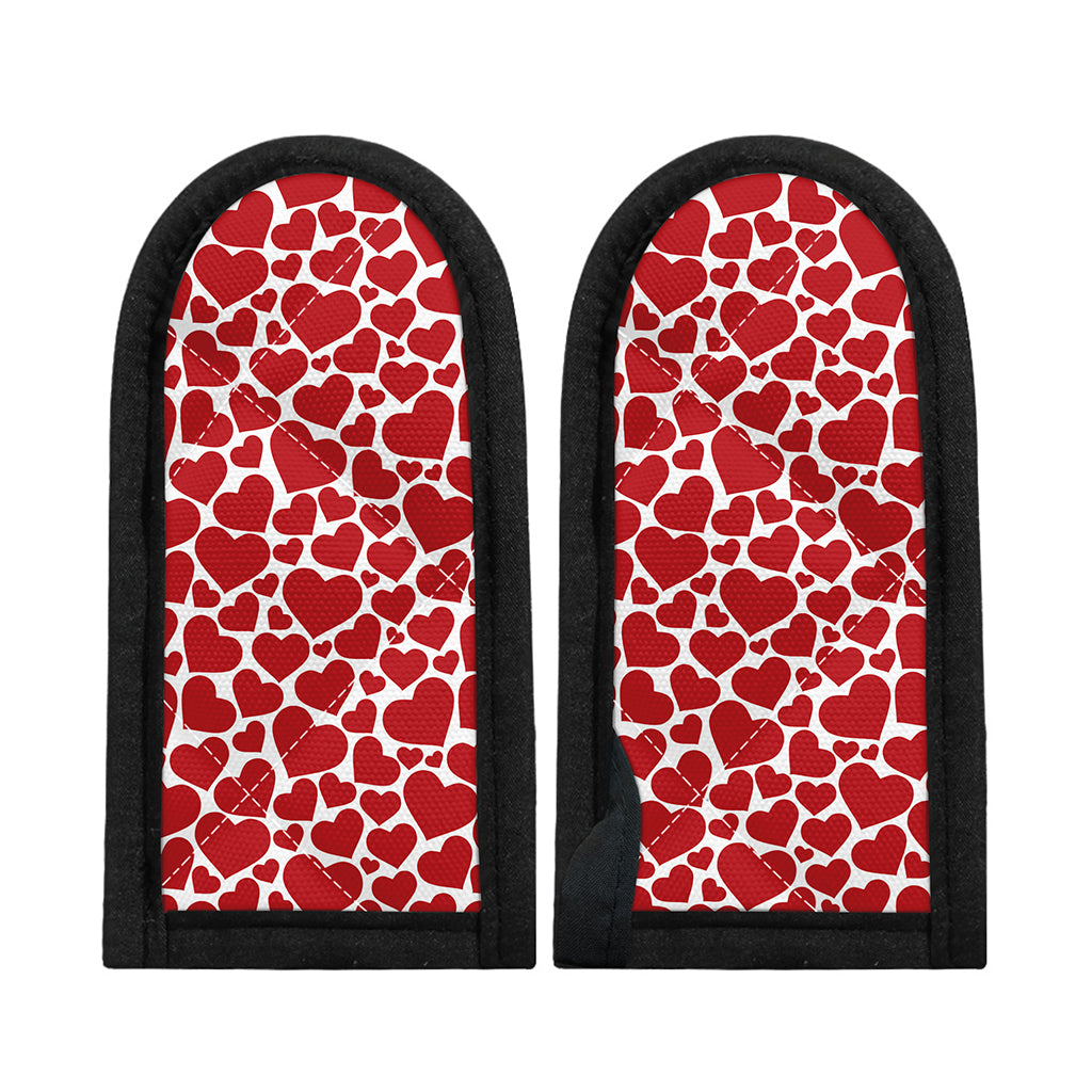 Red And White Heart Pattern Print Skillet Handle Cover