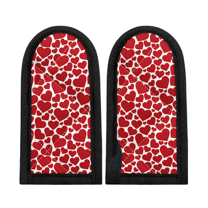 Red And White Heart Pattern Print Skillet Handle Cover
