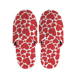 Red And White Heart Pattern Print Slippers
