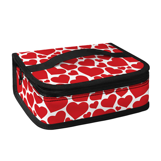 Red And White Heart Pattern Print Small Lunch Bag