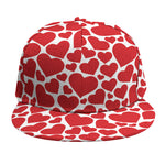 Red And White Heart Pattern Print Snapback Cap