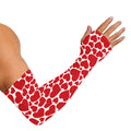 Red And White Heart Pattern Print Sun Protection Arm Sleeves