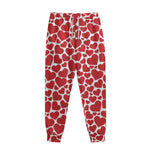 Red And White Heart Pattern Print Sweatpants
