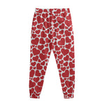 Red And White Heart Pattern Print Sweatpants