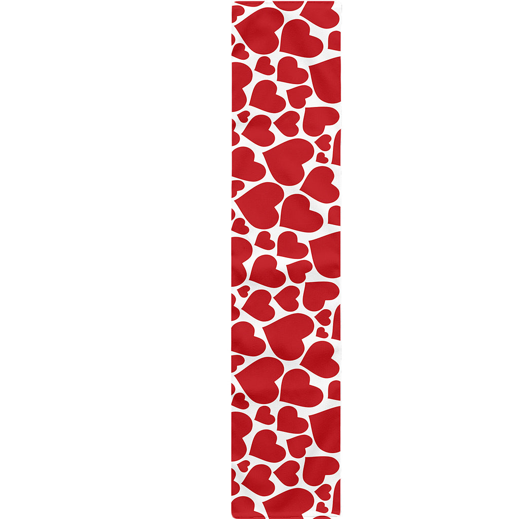 Red And White Heart Pattern Print Table Runner