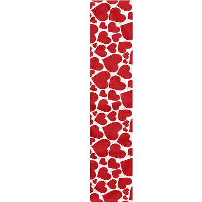Red And White Heart Pattern Print Table Runner