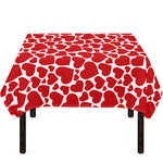 Red And White Heart Pattern Print Tablecloth