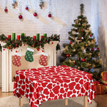 Red And White Heart Pattern Print Tablecloth