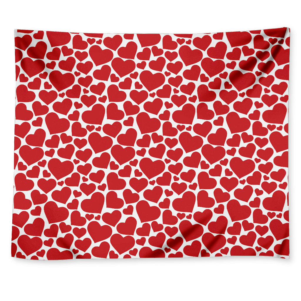 Red And White Heart Pattern Print Tapestry