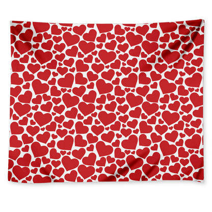 Red And White Heart Pattern Print Tapestry