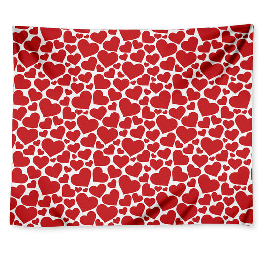 Red And White Heart Pattern Print Tapestry