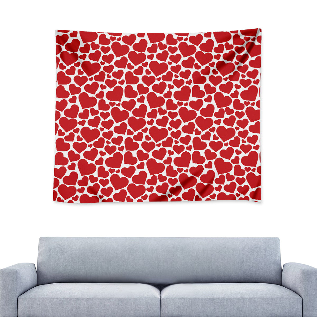 Red And White Heart Pattern Print Tapestry