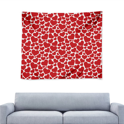 Red And White Heart Pattern Print Tapestry