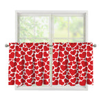Red And White Heart Pattern Print Tier Curtains