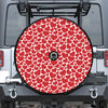 Red And White Heart Pattern Print Tire Cover With Camera Hole