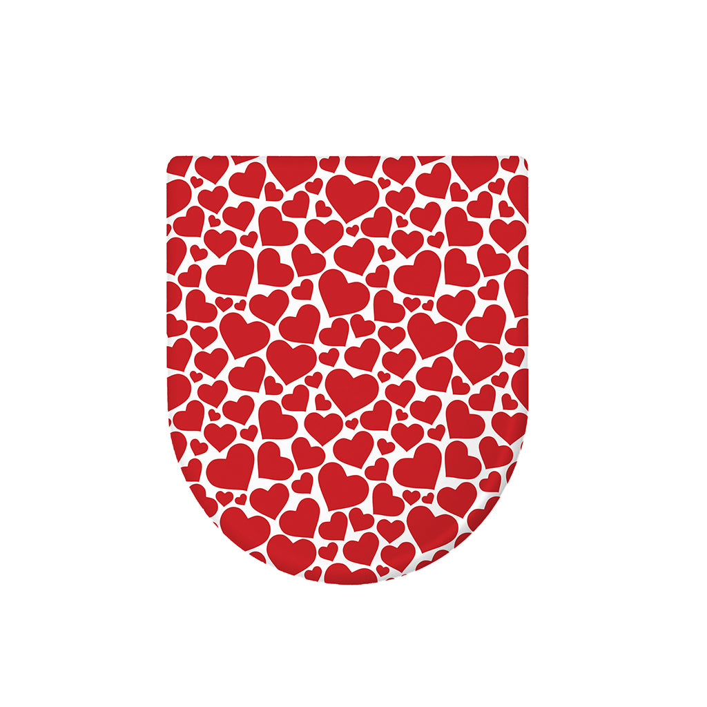 Red And White Heart Pattern Print Toilet Lid Cover