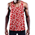 Red And White Heart Pattern Print Men's Workout Tank Top