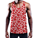 Red And White Heart Pattern Print Training Tank Top