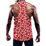 Red And White Heart Pattern Print Training Tank Top