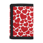 Red And White Heart Pattern Print Trifold Wallet