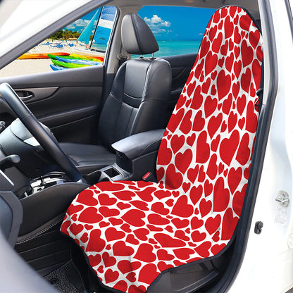 Red And White Heart Pattern Print Waterproof Car Seat Cover