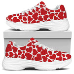 Red And White Heart Pattern Print White Chunky Shoes
