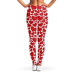 Red And White Heart Pattern Print Women's Leggings