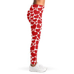 Red And White Heart Pattern Print Women's Leggings