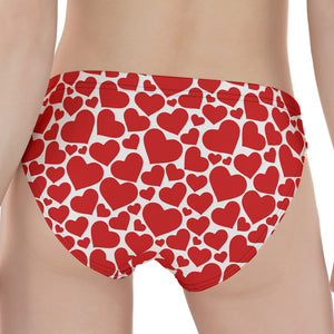 Red And White Heart Pattern Print Women's Panties