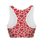 Red And White Heart Pattern Print Women's Sports Bra