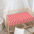 Red And White Houndstooth Pattern Print Baby Crib Sheet