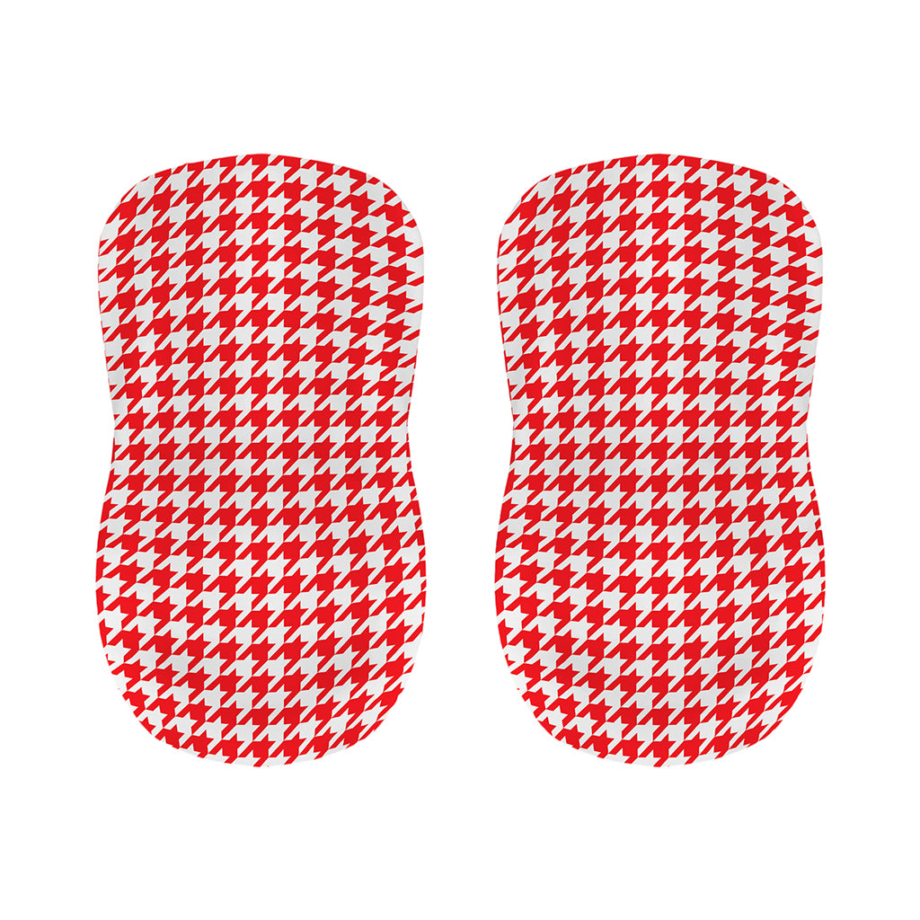 Red And White Houndstooth Pattern Print Bar Stool Covers