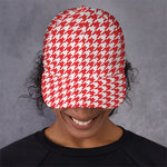 Red And White Houndstooth Pattern Print Baseball Cap