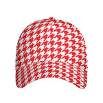 Red And White Houndstooth Pattern Print Baseball Cap