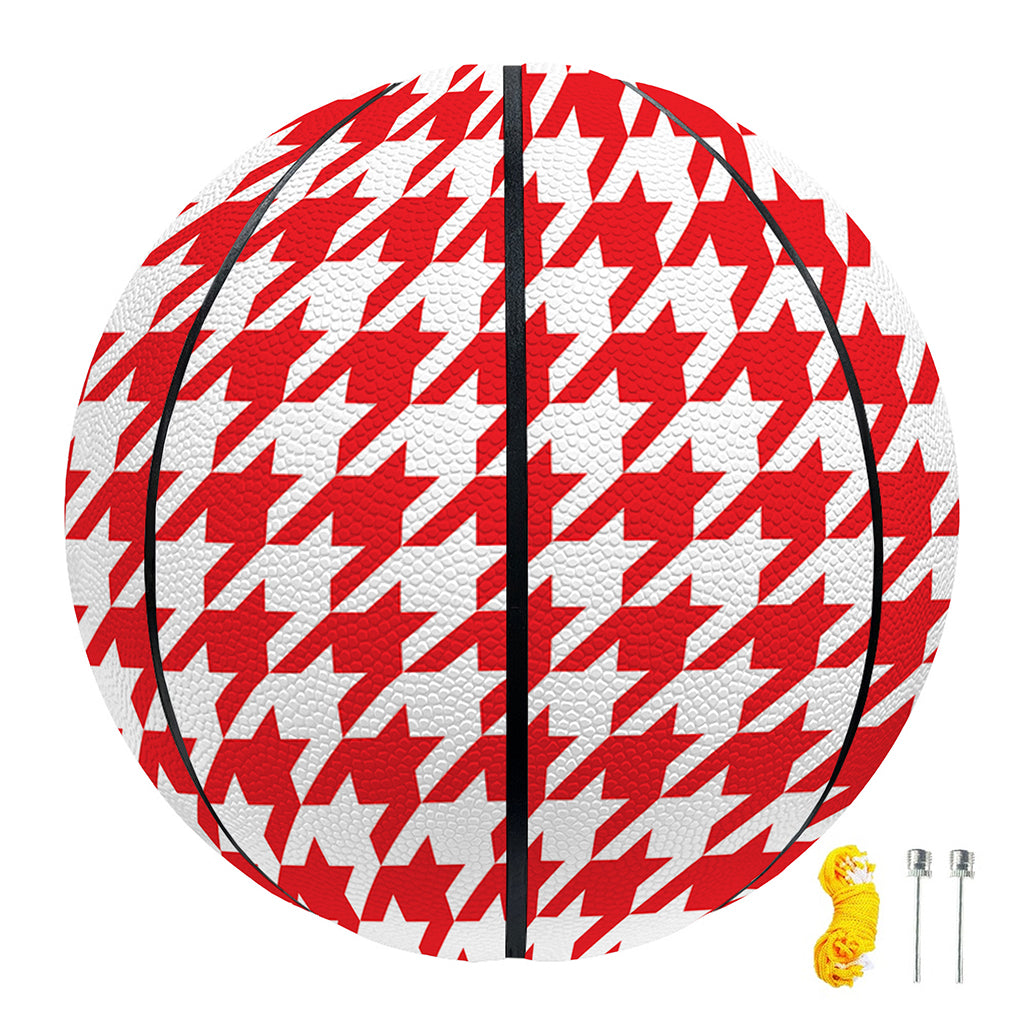 Red And White Houndstooth Pattern Print Basketball