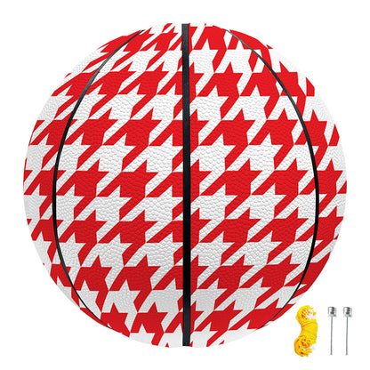 Red And White Houndstooth Pattern Print Basketball